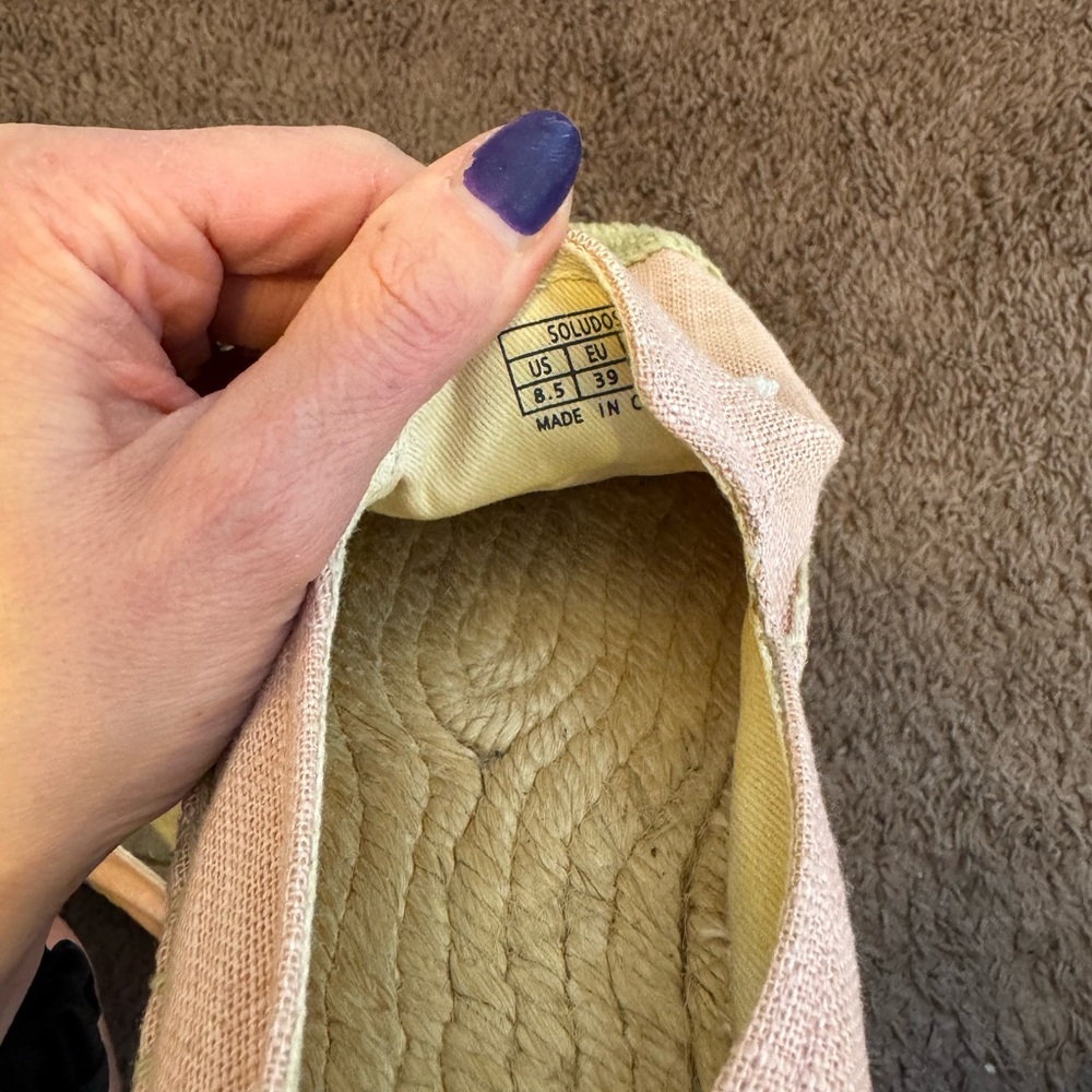 2 FOR $20 Soludos Ciao Bella Dusty Pink Jute Smoking Slipper Espadrille Sz 8.5 - Picture 7 of 9
